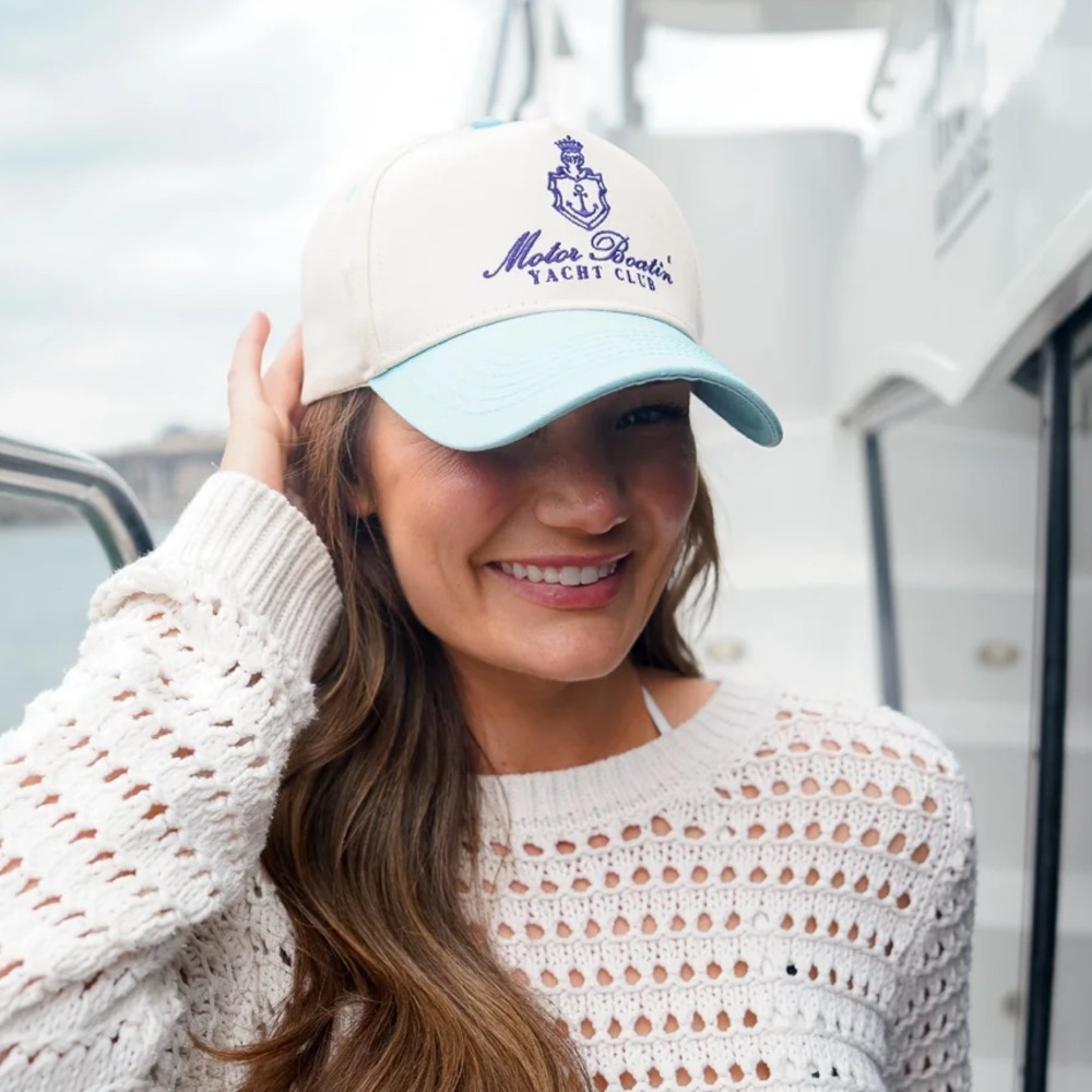 Cream and Blue Hat